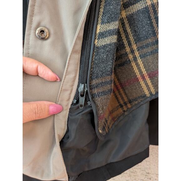 Vintage Nautica Women's Knee-Length Trench Jacket Small Black Hooded Coastal y2k - Picture 15 of 16